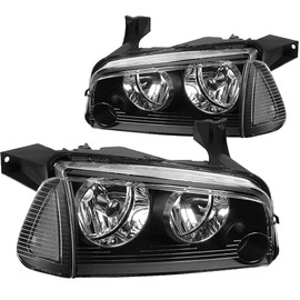 SOCKIR 4Pcs Headlight Assembly Compatible with 2006-2010 Dodge Charger Headlight with Corner Singal Light Replacement OE Halogen Headlamp Passenger and Driver Side