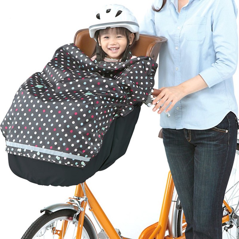 Kawasumi Seisakusho KW-747BD/BK Bicycle Front Child Cover, Black/Color Dot