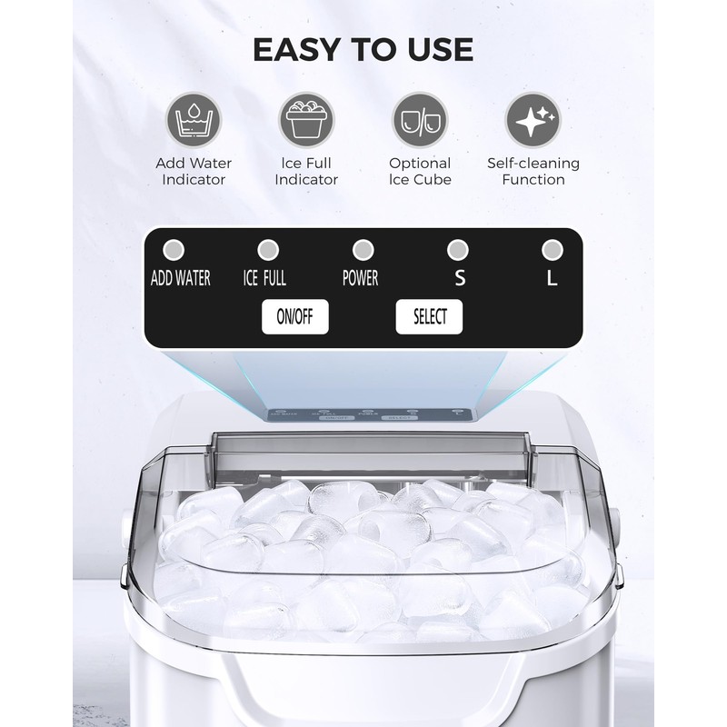 COWSAR Ice Maker Countertop, Portable Ice Machine with Self-Cleaning, 26.5