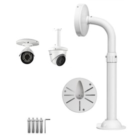 Coolotic 11.8"-23.6" Telescopic Adjustable Camera Mount Bracket, Heavy Duty Metal Wall Ceiling Mount for Dome CCTV Security Cameras, Universal Surveillance System Holder (J-Shapped Dome Camera Mount)