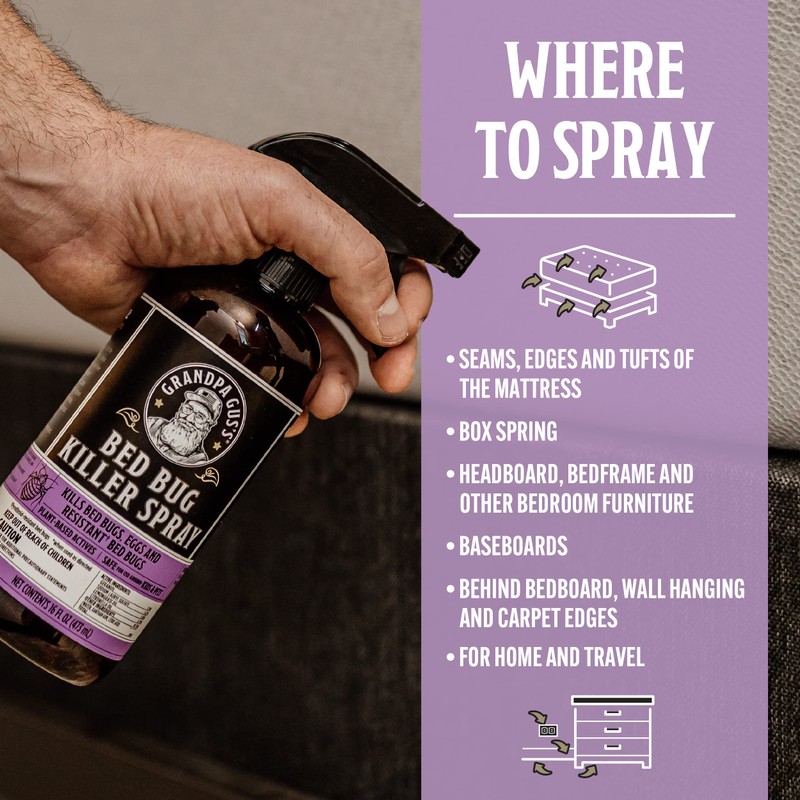 Grandpa Gus's Natural Bed Bug Killer Spray, 48 Hours Time-Release