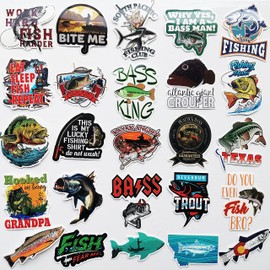 65Pcs Fishing Decals - Trout and Bass Stickers, Outdoor Labels for Fly Fishing, Fisherman