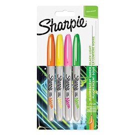 Sharpie Fine Point Permanent Marker - Assorted Neon Colours (Pack of 4)