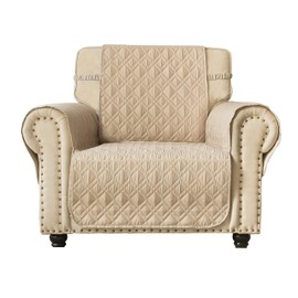 Ameritex Waterproof Nonslip Sofa Cover for Leather, Dog Couch Chair Cover Furniture Protector, Ideal Sofa Slipcovers for Pets and Kids, Stay in Place (Pattern1:Beige, Chair)