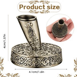 2 Pieces Vintage Round Metal Feather Pen Holder Insertion Pen Holder Feather Quill Pen Stand Desktop Dip Pens Base for Office Supplies Student Present (Ancient Bronze)