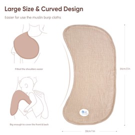 lulumoon Muslin Burp Cloths Sets - Large Cotton Burping Cloth Super Soft and Absorbent for Baby Boys and Girls 6pack (Brown)