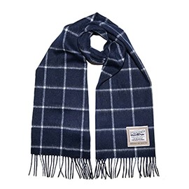 Heritage Traditions 100% Pure Wool Tartan Scarves Shawls and Wraps (Navy/Cream)