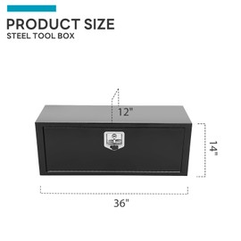 Aikosin 36 Inch Steel Black Underbody Truck Tool Box Pickup Truck Bed Storage, Waterproof Truck Tool Chest Box With Lockable T-Handle Latch for RVs, ATVs, Trailer & Truck (36"x12"x14")