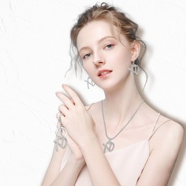 3 Pcs Xo Necklace, Y2K Jewelry Set, Fashion Creative Cubic Zirconia Exaggerated Necklace With Earrings And Keychain