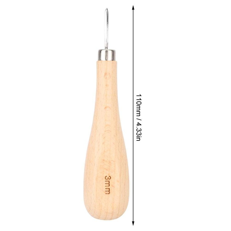 Rhombus Awl Wooden Handle Scratch Awl Gourd Shape Leather Awl