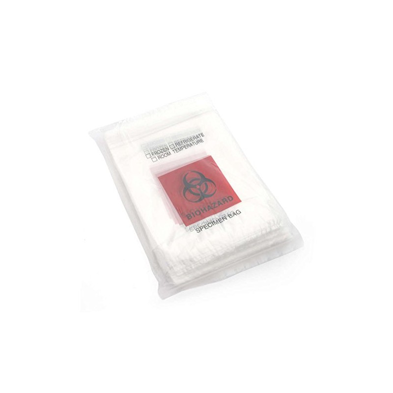 MediChoice Specimen Bag, Biohazard Printed, Zip Closure, Leak Resistant, Polyethylene,
