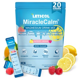 MiracleCalm Drink Mix Powder, Calm Magnesium Calcium Supplement, Cortisol Drink Powdered for Sleep, Relaxed & Focus with Easily Absorbed L-Theanine, Vitamin D3, Ashwagandha, Sugar Free