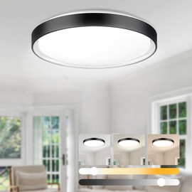 DLLT 35W Crystal Round Flush Mount Ceiling Light, Modern Dimmable LED Close to Ceiling Light Fixture, 16Inch Ceiling Lamp for Bedroom/Kitchen/Hallway/Living Room, 3000-6000K 5 Color Adjustable