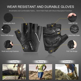 INBIKE Cycling Gloves Men Gel Padded Half Finger Road Cycle Bike Bicycle Gloves for Biking Mens (Black M)