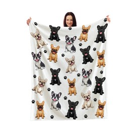 Adorable French Bulldog Blanket - Array of Cute Frenchie Poses - Soft and Cozy Throw Perfect for Dog Lovers - Fun and Playful Design - Great Gift for Pet Owners and French Bulldog Enthusiasts
