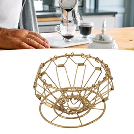 Stainless Steel Pour Over Coffee Dripper Filter Holder, Portable and Foldable, Slow Drip, Versatile Usage for Camping, Home Brewing and Travel (Gold)