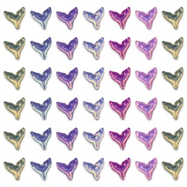 Fainie BD4089 Marine Nail Parts, Mermaid Tail, 0.4 inches (10 mm), Mixed, Clear, Aurora, Sea, 100 Pieces, 3D 3D, Plump Resin Deco Parts