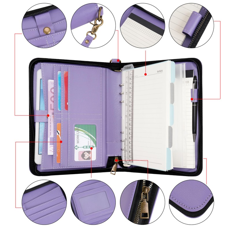 Wason A5 Ring Binder with Zip Portfolio - Faux Leather