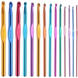 AARNAV Aluminum Multicolor Crochet Hooks Knit Weave Craft Yarn Sweater Woolen Clothes | Metal Crochet Hook Multicoloured 2mm to 12mm Craft Crochet Knitting Needles 15cm (2mm)