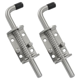 Aoserge 2 Pack 6.5 Inch 304 Stainless Steel Spring Loaded Gate Latch Pin - Outdoor Solid Hardware Latch with Barrel Bolt Nice Design, Heavy Duty for Shed Doors, Wood & Metal Gates, Trailers