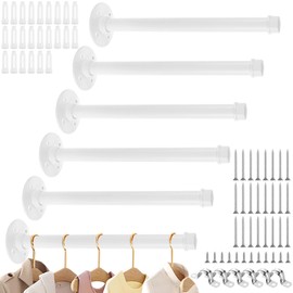 LOPYXBR 6 PCS Gold Closet Rods for Hanging Cloth 12 Inch Industrial Pipe Clothing Rack Gold Industrial Pipe Closets Bar 12 Inch Wall-Mounted Clothes Racks for Hanging Clothes