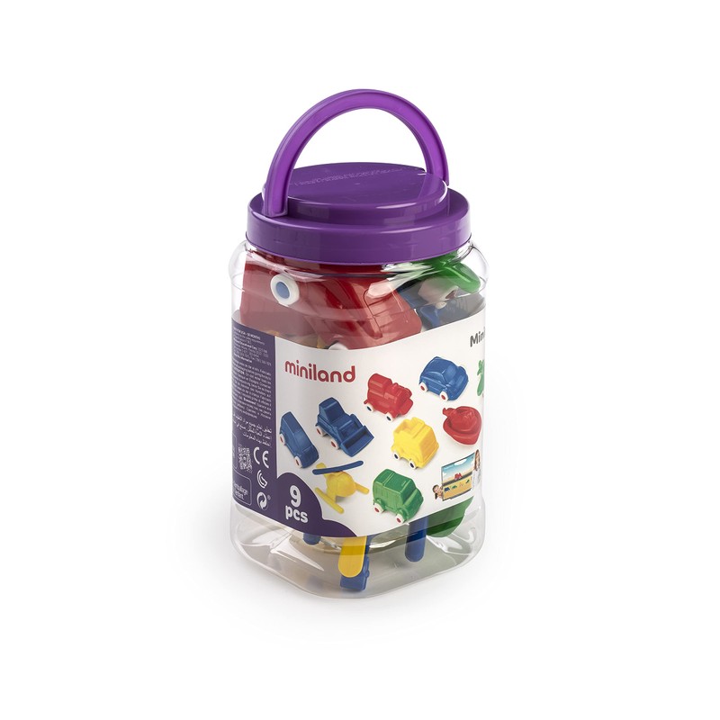 Miniland 27470 Minimobil 9 cm in Tin, 9 Different Vehicles