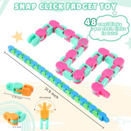 Sotiff 60 Pieces Wacky Track Fidget Toy Fidget Wacky Tracks Snap Colorful Snake Toys Gifts for Kids Adult Autism Stress Relief Therapy Toys Keeps Mind Focused(Classic Color,48 Links)