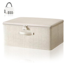 Lockable Box with Combination Lock - Lockable Box with Lid for Clothes, Toys, Medication, Medication Storage, Robust Storage Box with Handles (30 x 20 x 14 cm)