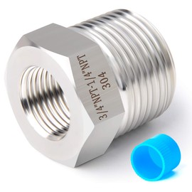 TAISHER 5PCS Forging of 304 Stainless Steel Reducer Hex Bushing, 3/4" Male NPT to 1/4" Female NPT, Reducing Forging Pipe Adapter Fitting
