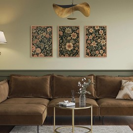 HPINUB Retro Floral Framed Canvas Wall Art Set,Vintage Botanical Flowers Wall Decor,Boho Neutral Blossoming Flower Artwork,Wilderness Wildflower Art Prints for Living Room,Bedroom,Office-16 x24 x3