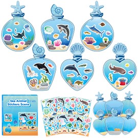 CY2SIDE Sea Animal Scene Stickers - 12PCS Under the Sea Jar Scene Stickers Art Craft for Kids Make Your Own Ocean Animal Sticker Scene Make A Sea Sticker Scene DIY Party Games for Classroom Activities