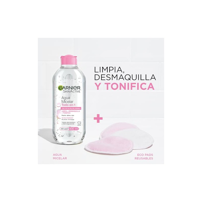 Garnier Skin Active Agua Micelar Desmaquillante Todo Limpia Desmaquilla Tonifica