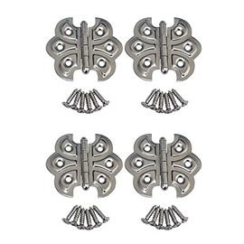 QCAA Butterfly Hinge for Cupboard Door, Nickel Plated, 4 Pack, Made in Taiwan