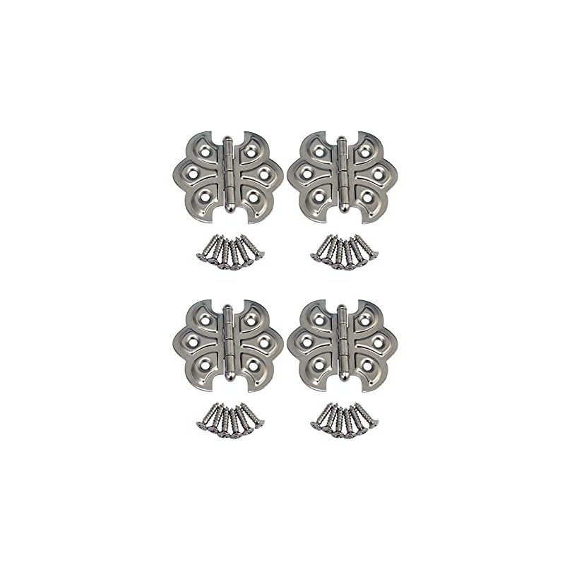 QCAA Butterfly Hinge for Cupboard Door, Nickel Plated, 4 Pack,