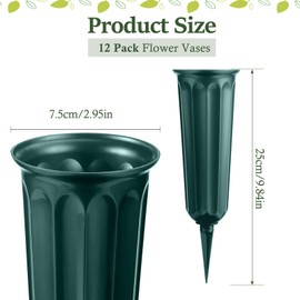 4Pcs Grave Vases with Spikes - Memorial Grave Flower Pots Green Strong Plastic Flower Holders Cemetery Ornaments Fresh or Artificial Flowers Vases for Headstone Graveside