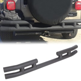 KUAFU Rear Dual Tube bumper Compatible with 1997-2006 Jeep Wrangler TJ 1986-1996 YJ Steel Textured Black