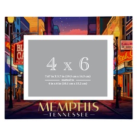 R and R Imports Memphis Tennessee Design C Souvenir Wooden Photo Frame Matted 4 x 6 Inch Single