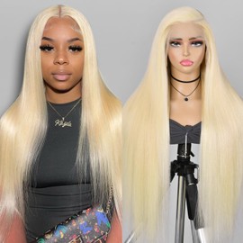 613 Lace Front Wig Human Hair 13x6 Transparent Lace Straight 613 HD Lace Frontal Wig Blonde Wig Human Hair Pre Plucked with Baby Hair 20 Inch 200 Density
