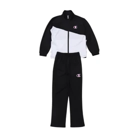 Champion Kids' Track Suit Set, Long Sleeve, 2-Piece, Quick-Dry, One-Point Logo, Rubber Print, Training Suit, Basic Sports CK-BSW01 for Boys, black x pink