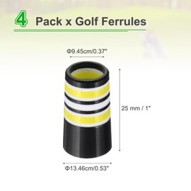 PATIKIL Golf Ferrules 0.370 Inch ID, 4 Pack Tapered Golf Club Ferrules Multi-Ring Iron Ferrule Rings for Taper Tip Iron Wedge Shaft Fits Steel Graphite Shafts, Yellow