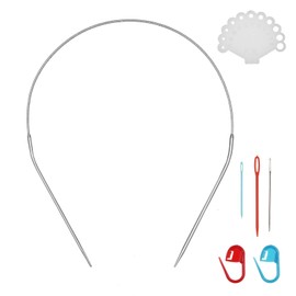 17inch (43cm) Stainless Steel Circular Knitting Needle Size US 0 (2.0mm) Metal Knitting Needles Set for Making Sweater Shawl Scarf