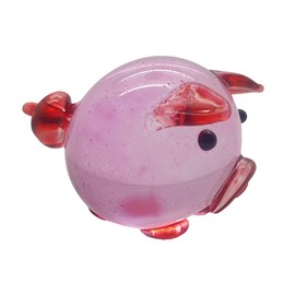 VIE Naturals Hand Blown Glass Sculpture, Round Pig