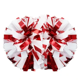 Hooshing 2 Pack Cheerleading Pom Poms Holographic Red and White with Baton Handle for Team Spirit Sports Dance Cheering Kids Adults