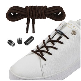 Mount Swiss - Elastic Shoelaces with Metal Capsules Laces without Tying Quick Lacing System - 120 cm Can Be Shortened Individually - With Capsules for Trainers,, dark brown