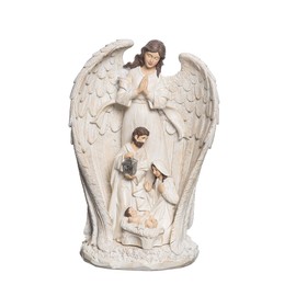 C&F Home Angel with Mary and Joseph Holy Baby Jesus Christmas Family Decor Decoration 7.09" x 4.72" x 10.24" White