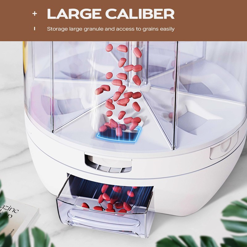 Slow Slog Grain Dispenser, 360° Rotating Storage Container, 6 Grid