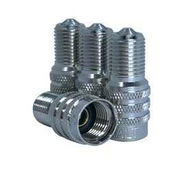 Haltec Set of 4 Double Seal Inflate Through Valve caps for Truck, RV and Semi Truck Applications.