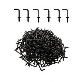 300 PCS 1/2 Inch Screw in Hooks, Mini 7 Shaped Right Angle Screw Hanger,Black L Shaped Hook, Perfect for Lamp,Plants,Decorations,kitchenware and DIY Crafts