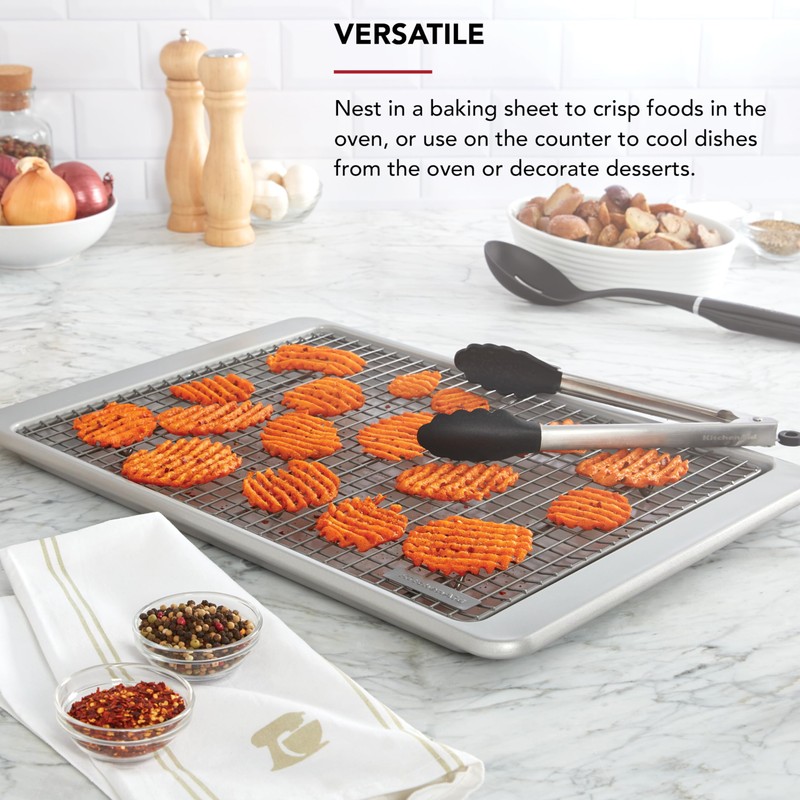 KitchenAid Nonstick Steel Cooling/Baking Rack, 12.5x17.75-Inch, Silver