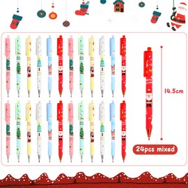 Cadimus Gel Pens 24 Pieces Christmas, Ballpoint Pen Christmas, Christmas Gel Pens Cartoon, Stationery for School, Office, Household, Christmas Gifts for Children